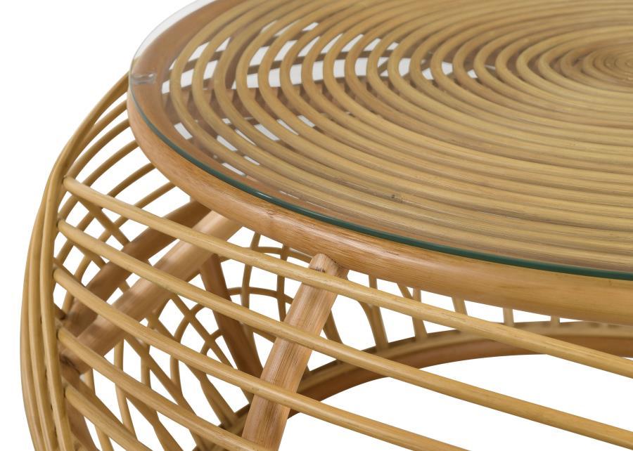 Dahlia - Round Woven Rattan Coffee Table - Natural - Simple Home Plus