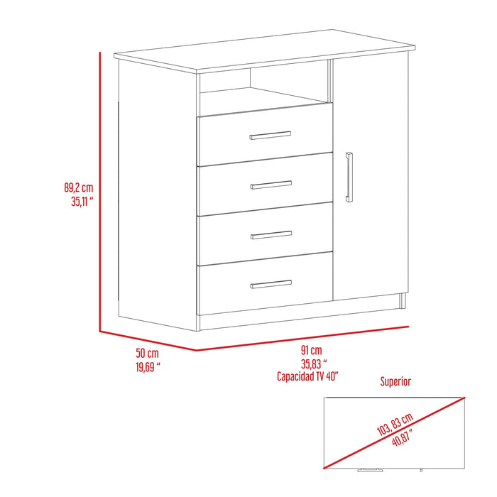 Four Drawer Dresser - Light Gray