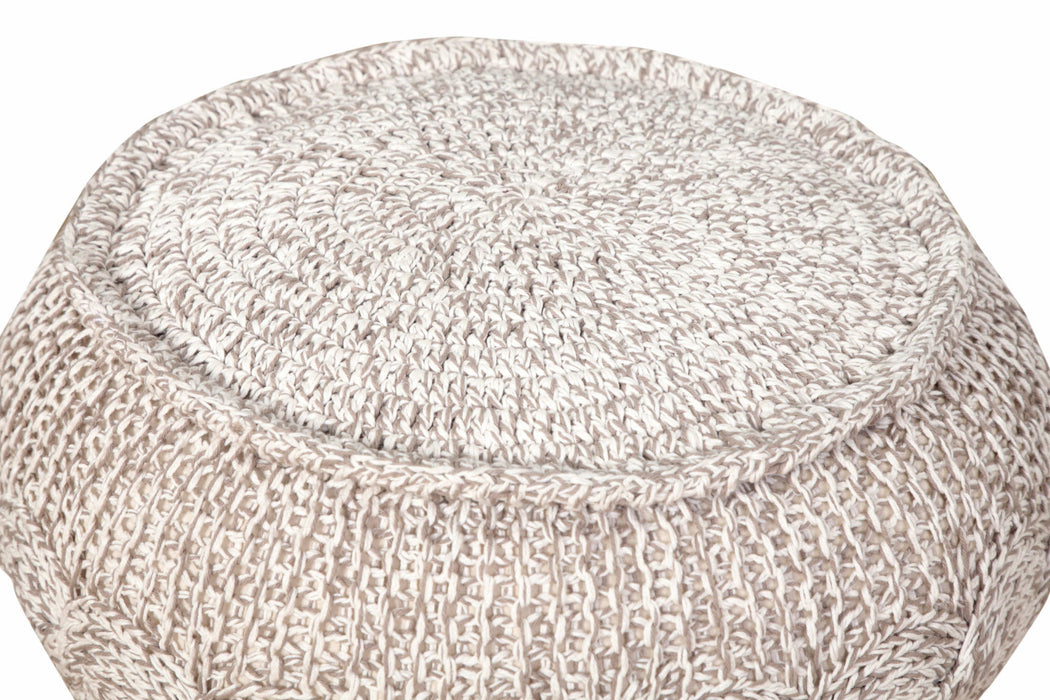 Cotton Ottoman Round - Beige