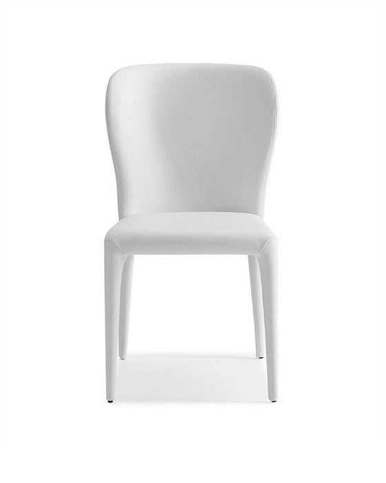 Upholstered Faux Leather Dining Side Chairs (Set of 2) - White