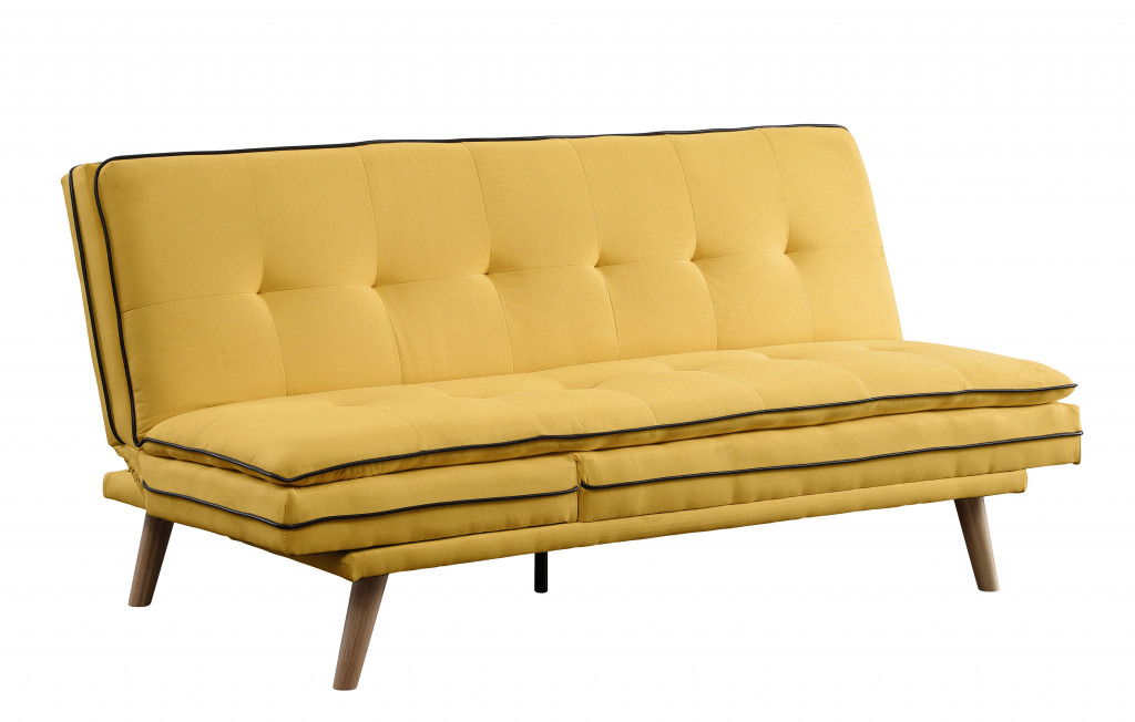 With Brown Legs - Yellow Linen Sofa