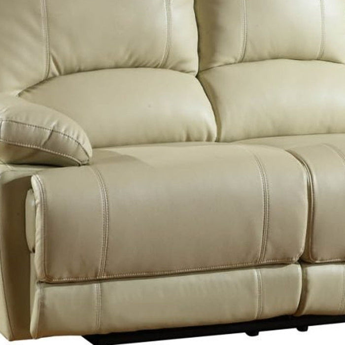 Sofa Faux Leather With Black Legs - Beige