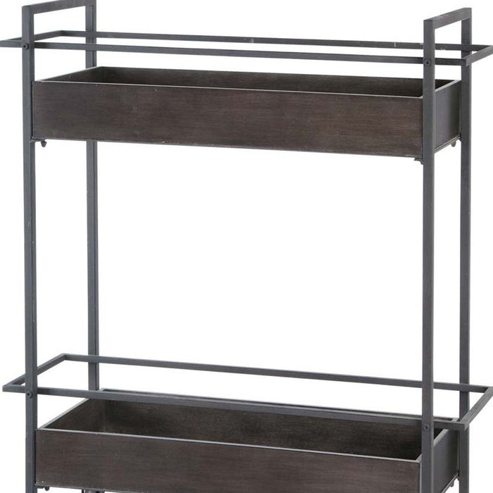 Rectangular Metal With Two Tier Shelves Bar Cart - Gray