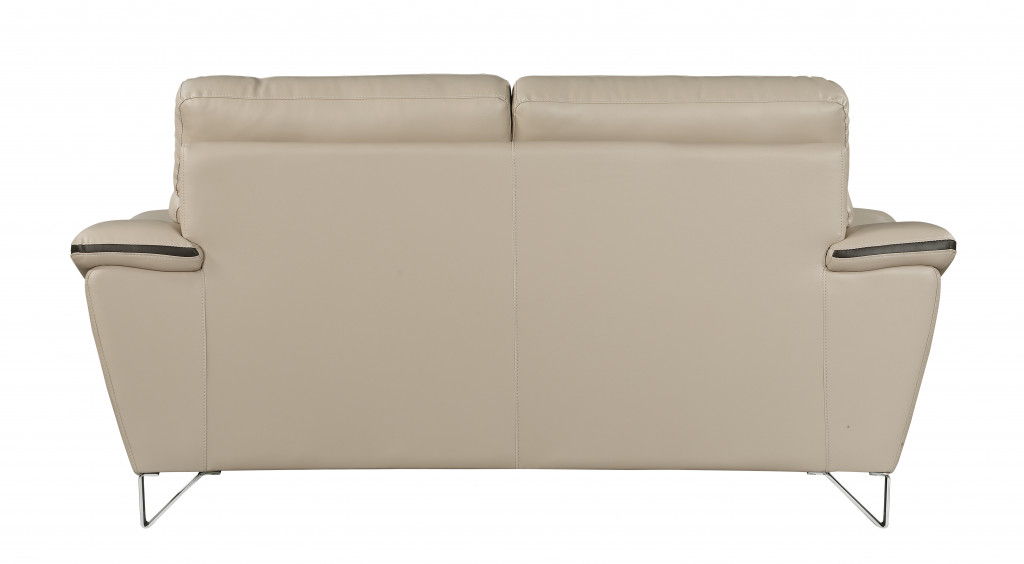 Love Seat Faux Leather - Beige / Silver