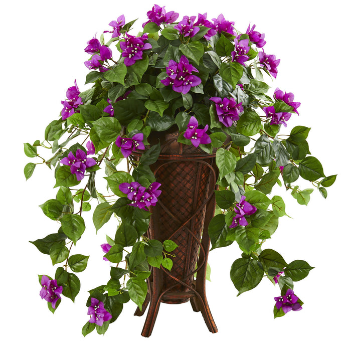 31" Bougainvillea Artificial Plant in Stand Planter