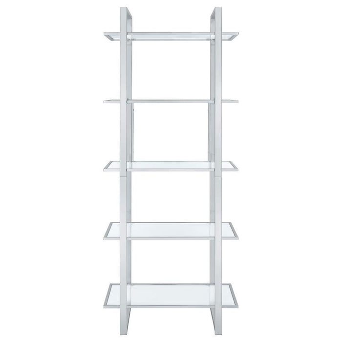 Hartford - Glass Shelf Bookcase - Chrome - Simple Home Plus