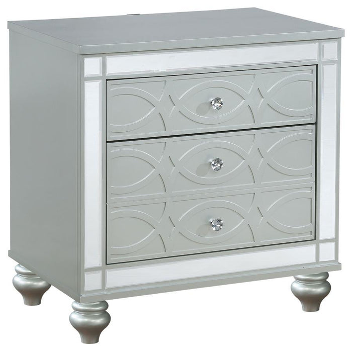 Gunnison - 2-Drawer Nightstand - Silver Metallic - Simple Home Plus