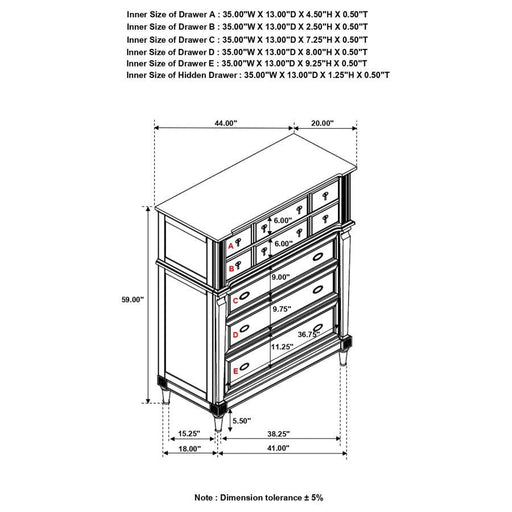 Alderwood - 5-Drawer Chest - French Gray - Simple Home Plus