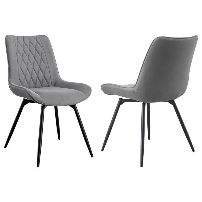 Diggs - Upholstered Tufted Swivel Dining Chairs (Set of 2) - Gray And Gunmetal - Simple Home Plus