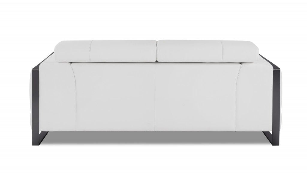 Italian Leather Loveseat - White / Black