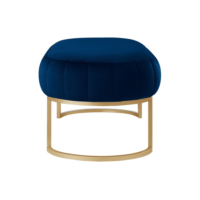 Upholstered Velvet Bench - Navy Blue / Gold