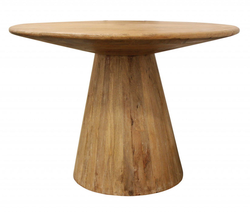 Rounded Solid Wood Pedestal Dining Table - Natural