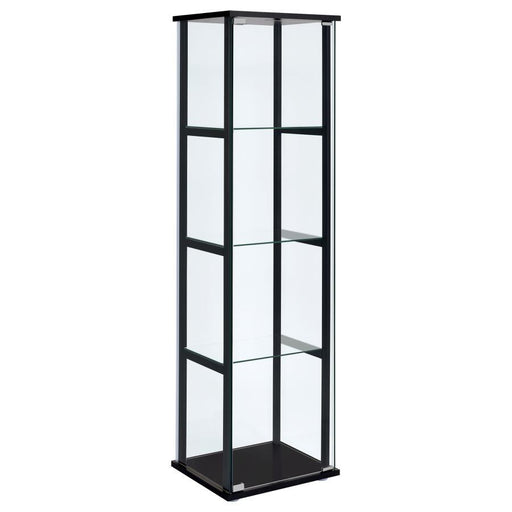 Cyclamen - 4-Shelf Glass Curio Cabinet - Black And Clear - Simple Home Plus