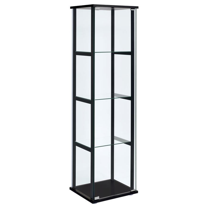 Cyclamen - 4-Shelf Glass Curio Cabinet - Black And Clear - Simple Home Plus