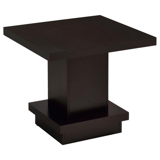 Reston - Pedestal Square End Table - Cappuccino - Simple Home Plus