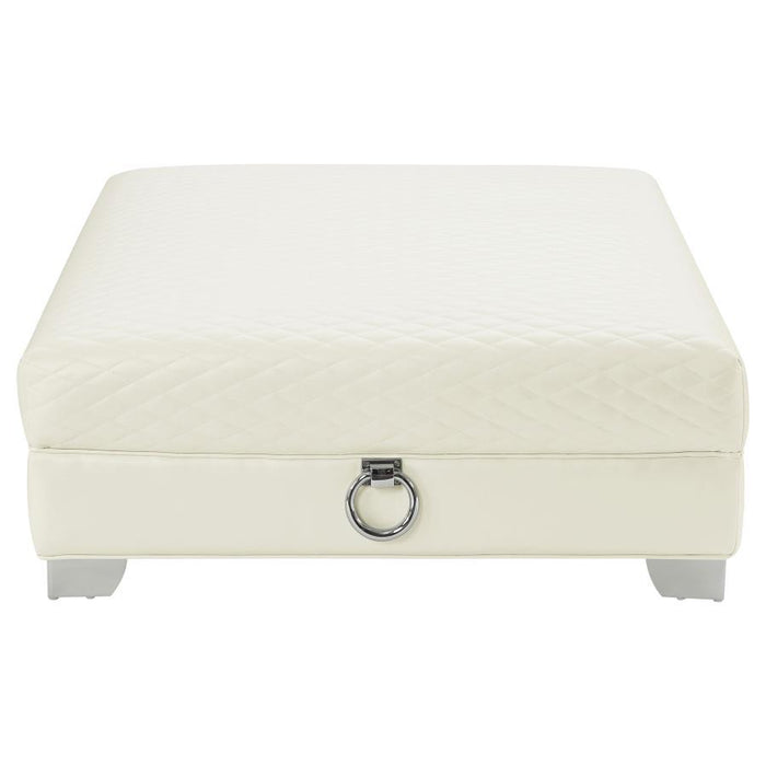 Chaviano - Upholstered Ottoman - Pearl White - Simple Home Plus