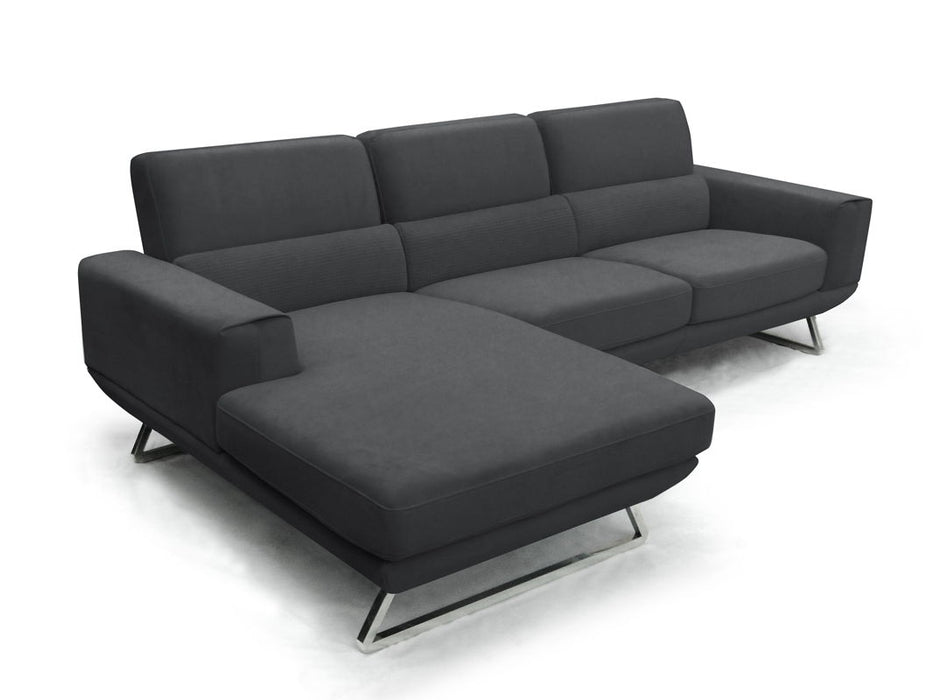 Fabric Foam Wood And Steel Sectional Sofa - Dark Gray