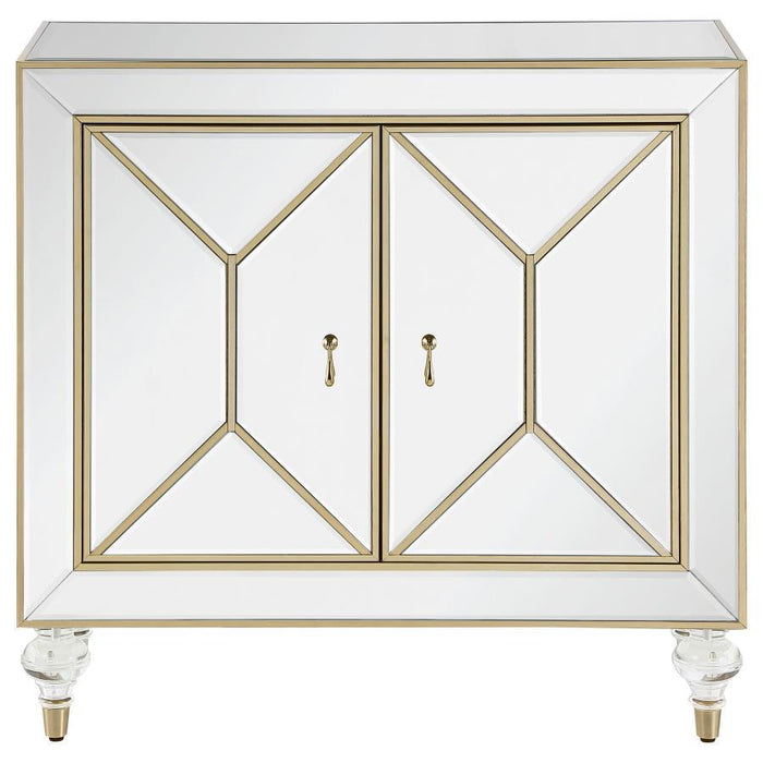 Lupin - 2-Door Accent Cabinet - Mirror And Champagne - Simple Home Plus