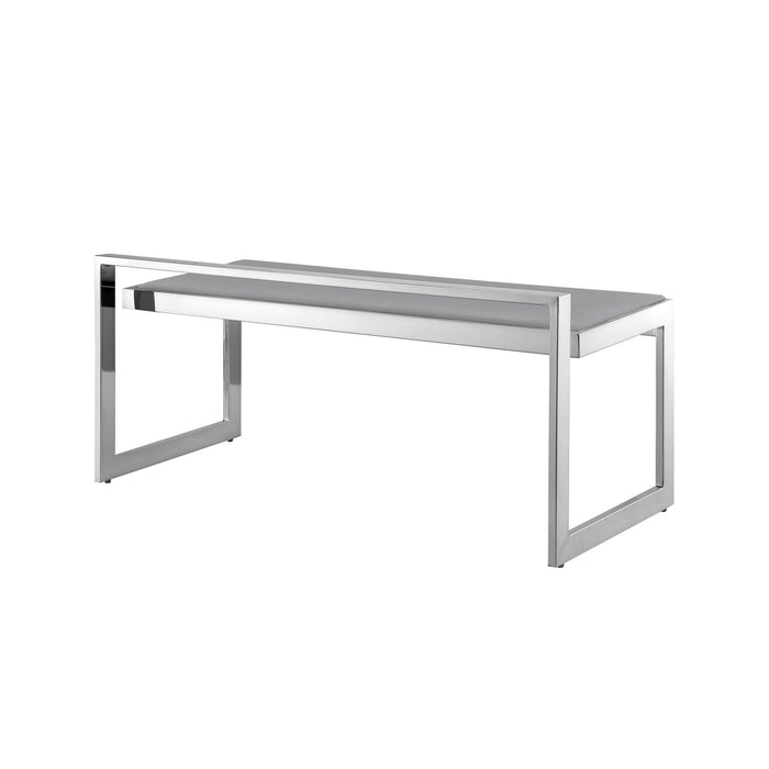 Velvet Upholstered Bench - Gray / Silver