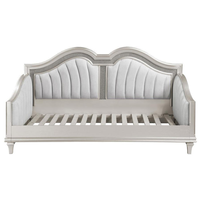 Evangeline - Upholstered Twin Daybed With Faux Diamond Trim - Silver And Ivory - Simple Home Plus