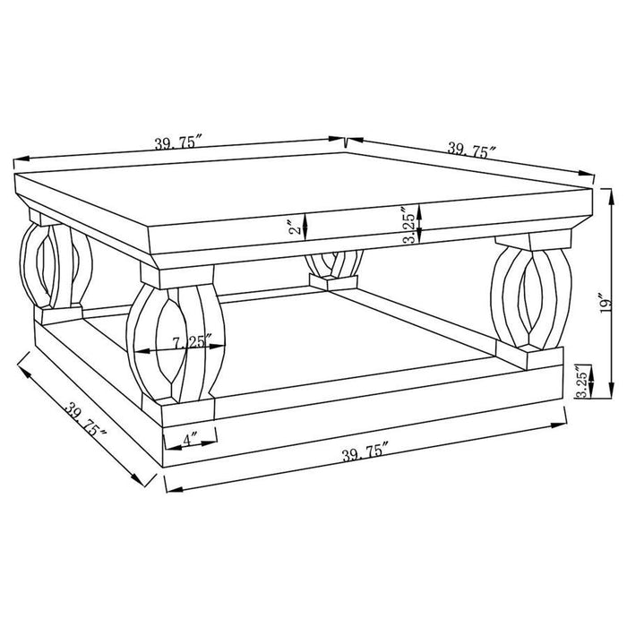 Amalia - Square Coffee Table With Lower Shelf - Clear Mirror - Simple Home Plus