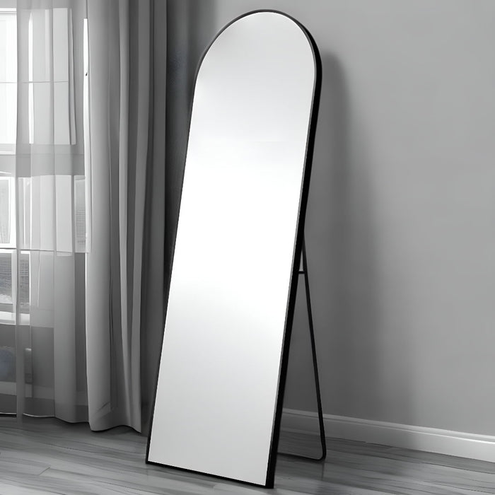 71" Arched Metal Narrow Frame Standing Mirror - Black