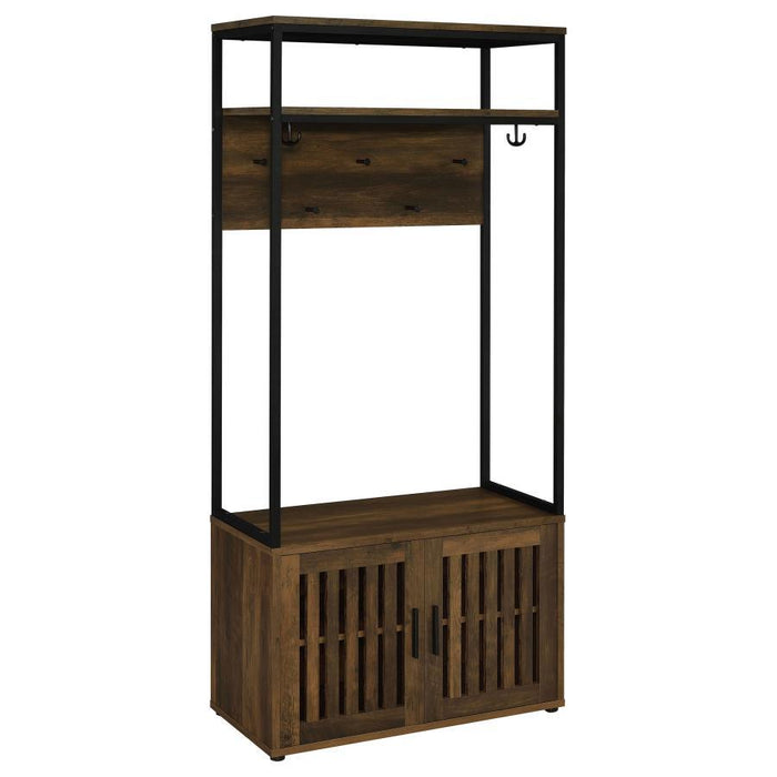 Quincy - 2-Door Engineered Wood Hall Tree - Dark Pine And Black - Simple Home Plus