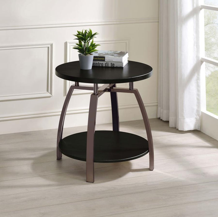 Dacre - Round End Table - Dark Gray And Black Nickel - Simple Home Plus