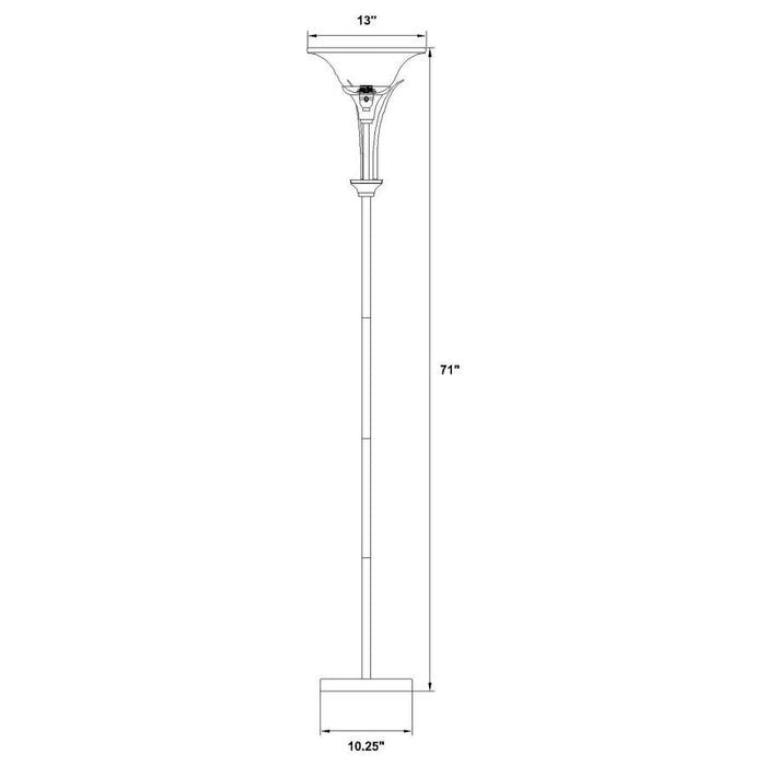 Archie - Floor Lamp With Frosted Ribbed Shade - Brushed Steel - Simple Home Plus