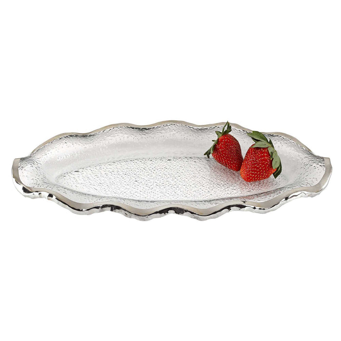 Mouth Blown Wavy Platter - Edge Silver