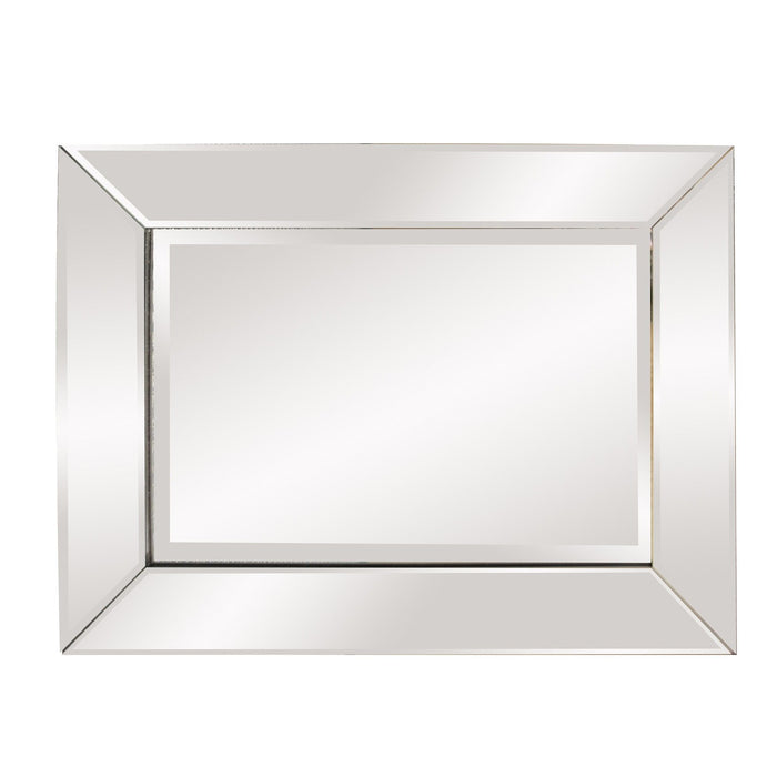 Rectangle Frame Mirror With Mirrored And Beveled Edge - Silver