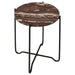 Latifa - Round Accent Table With Marble Top - Red And Black - Simple Home Plus