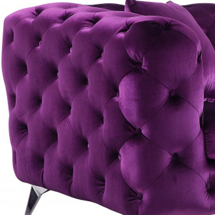 Velvet Sofa & Silver Legs - Purple