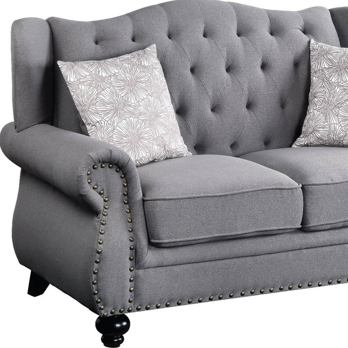 Love Seat And Toss Pillows - Gray / Black