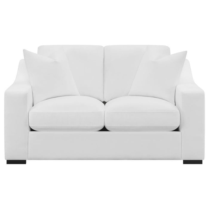 Ashlyn - Upholstered Sloped Arms Loveseat - White - Simple Home Plus