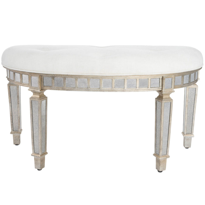 Modern Mirrored Crescent Bench - Pearl