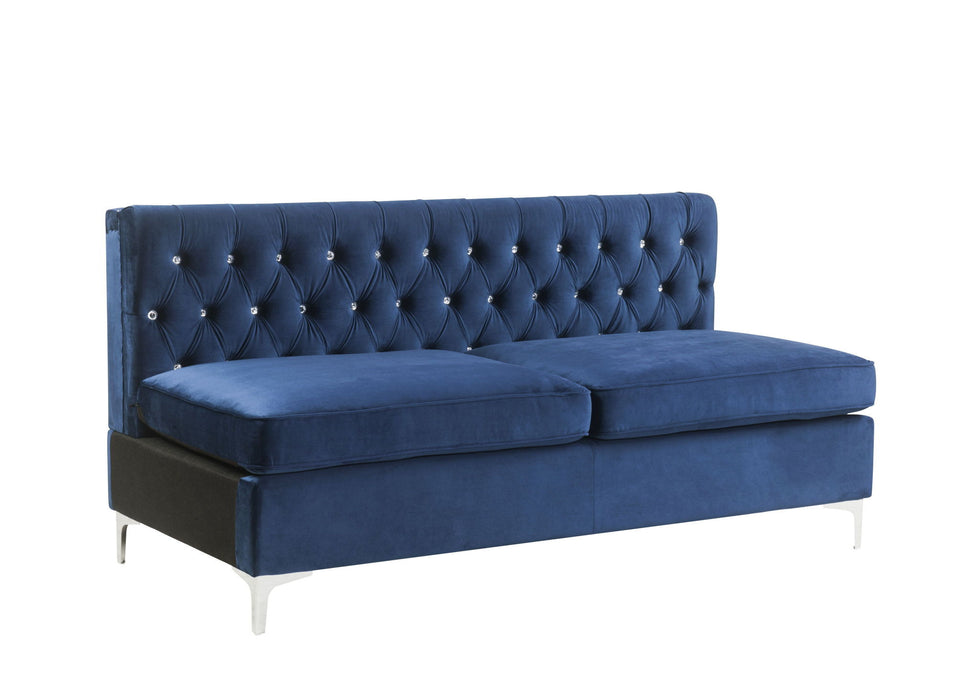 Sofa And Toss Pillows With Silver Legs - Blue