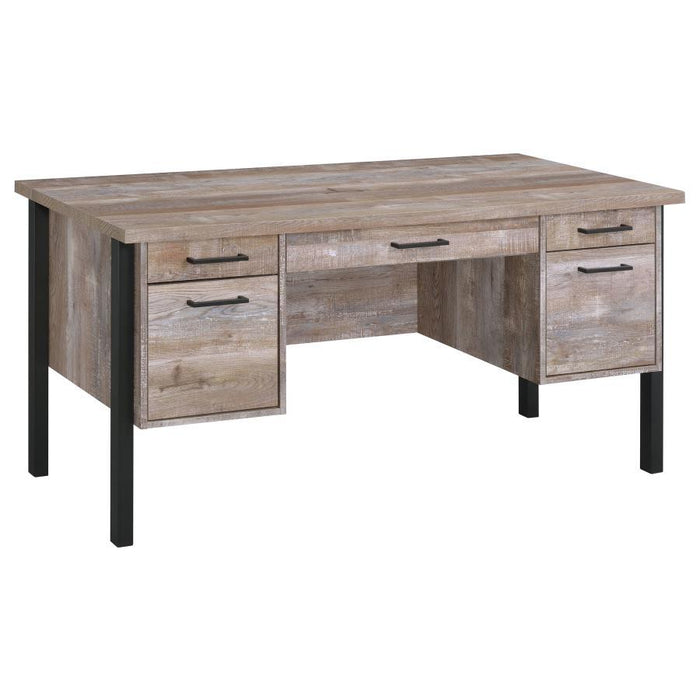 Samson - 4-Drawer Office Desk - Weathered Oak - Simple Home Plus