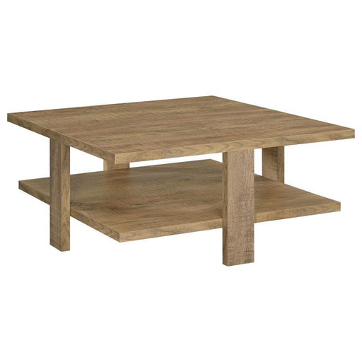 Dawn - Square Engineered Wood Coffee Table With Shelf - Mango - Simple Home Plus