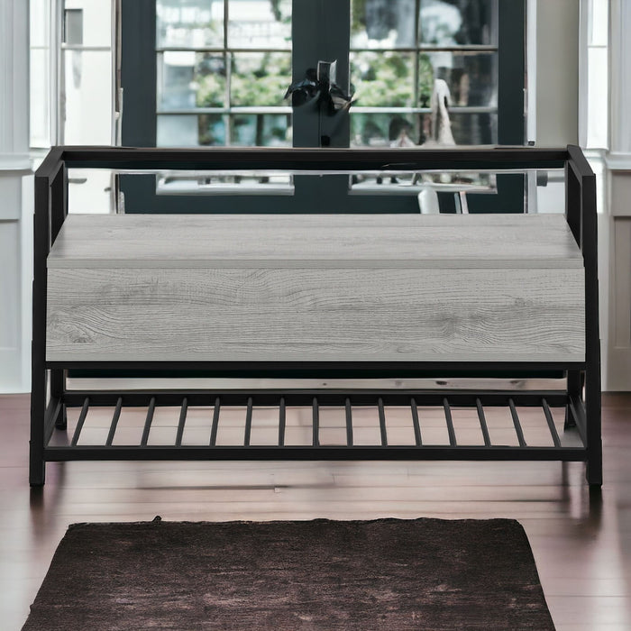 Bench With Flip Top - Gray / Black