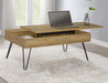 Fanning - Lift Top Storage Coffee Table - Golden Oak And Black - Simple Home Plus