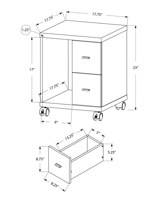 Particle Board Hollow Core 2 Drawers Office Cabinet - White