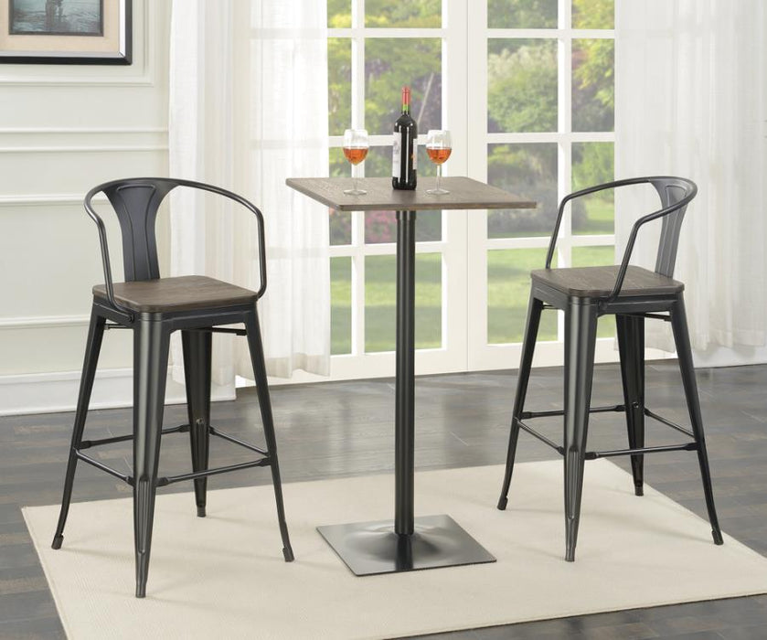 Cavalier - Square Bar Table - Dark Elm And Matte Black - Simple Home Plus