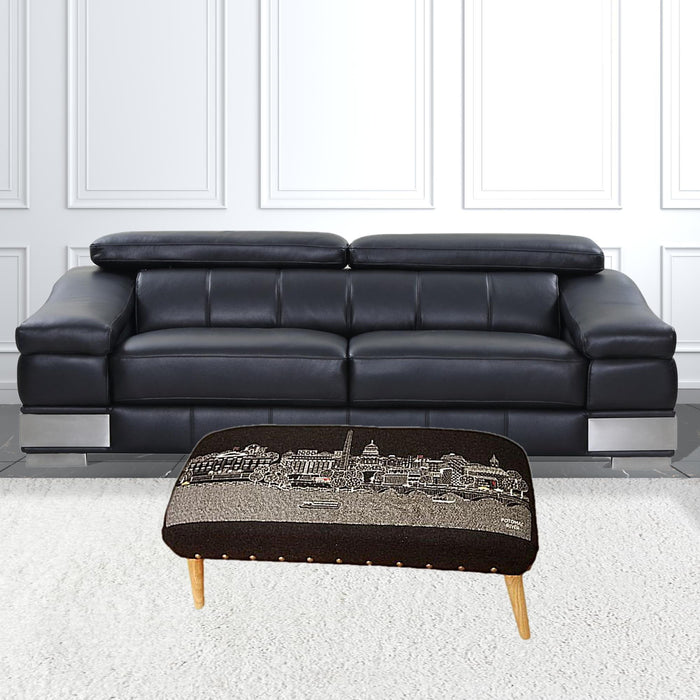 Wool Ottoman 38" - Brown / Gray