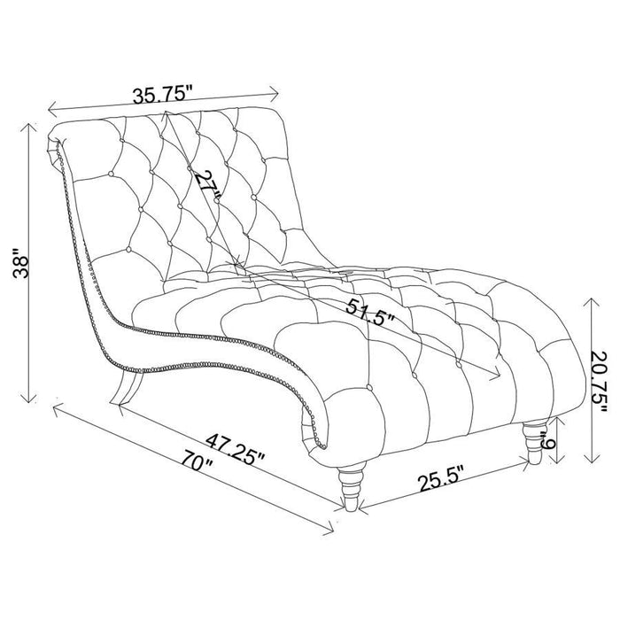 Lydia - Tufted Cushion Chaise With Nailhead Trim - Gray - Simple Home Plus