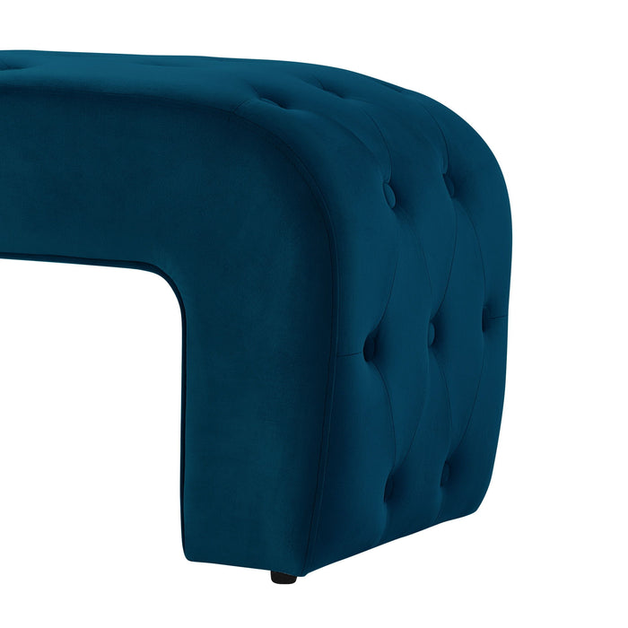 Upholstered Velvet Bench - Navy Blue