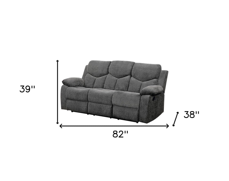 Chenille Reclining Sofa With Black Legs - Gray