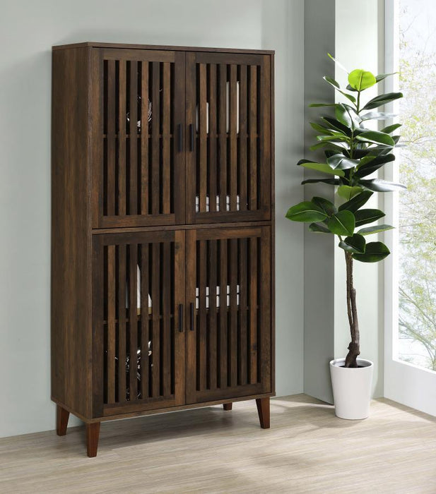 Elouise - 4-Door Engineered Wood Tall Accent Cabinet - Dark Pine - Simple Home Plus