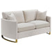 Corliss - Upholstered Arched Arms Loveseat - Beige - Simple Home Plus