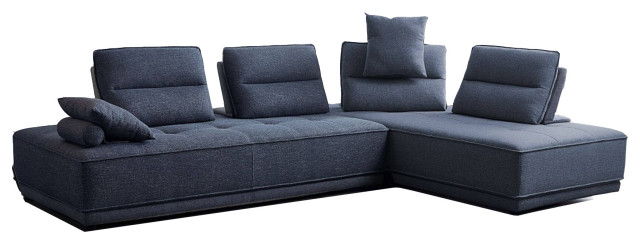 Stationary L Shaped Two Piece Sofa And Chaise - Blue